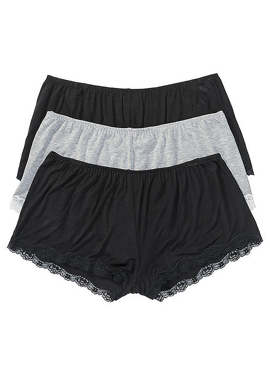  Bonprix Pack Of 3 Lace Trim Shorts