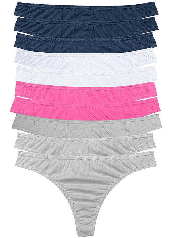 Bonprix Pack Of 10 Cotton Thongs