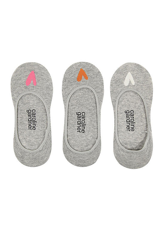  Caroline Gardner Pack Of 3 Ladies Socks With Grey Hearts