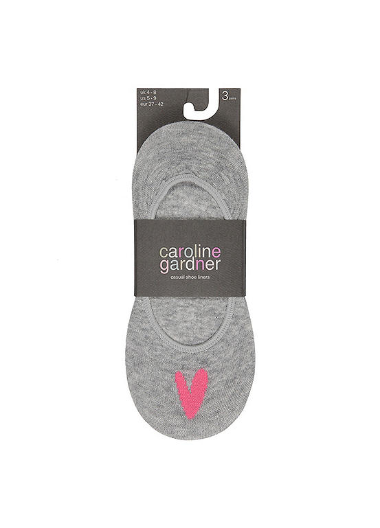  Caroline Gardner Pack Of 3 Ladies Socks With Grey Hearts