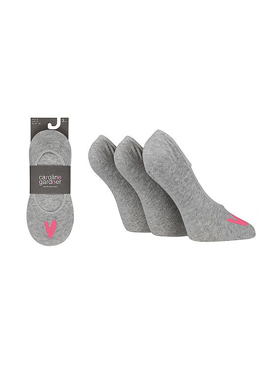  Caroline Gardner Pack Of 3 Ladies Socks With Grey Hearts