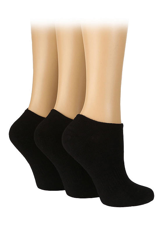  Glenmuir Ladies Black Pack Of 3 Sport Socks