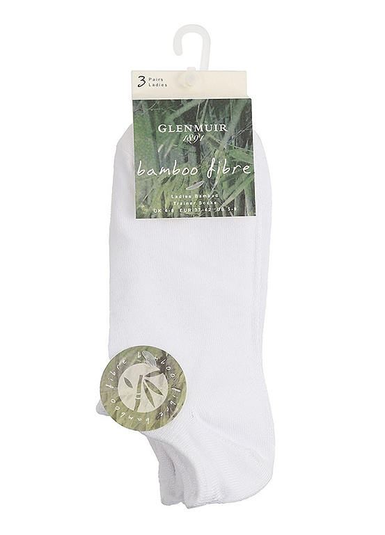  Glenmuir Ladies Pack Of 3 White Trainer Socks