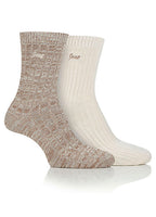 Jeep Ladies 2 Pack Taupe/Cream Performance Polyester Socks