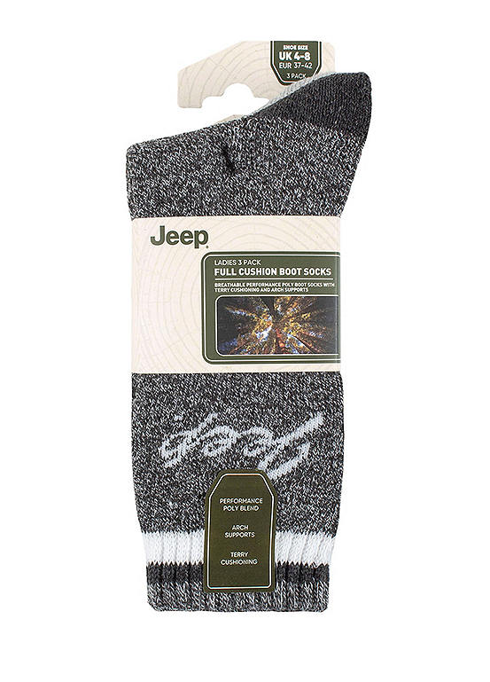  Jeep Ladies 3 Pack Slate/Grey/Cream Perfromance Poly Boot Socks (4-8)