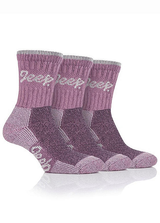  Jeep Ladies Pack Of 3 Boot Socks - Pink
