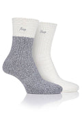  Jeep Ladies 2 Pack Of Slate/Cream Supersoft Cable Boot Socks