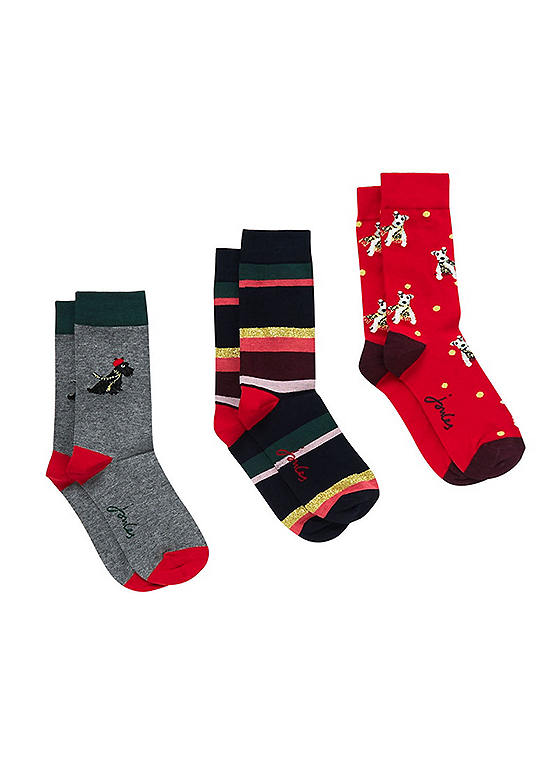  Joules Pack Of 3 Christmas Bamboo Socks