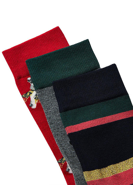  Joules Pack Of 3 Christmas Bamboo Socks