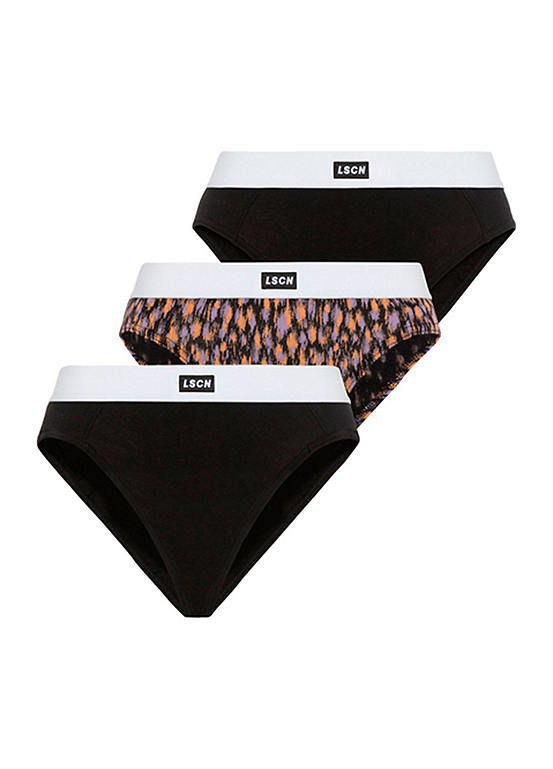  LSCN BY LASCANA Pack Of 3 Wide Logo Cuff Jazz Briefs