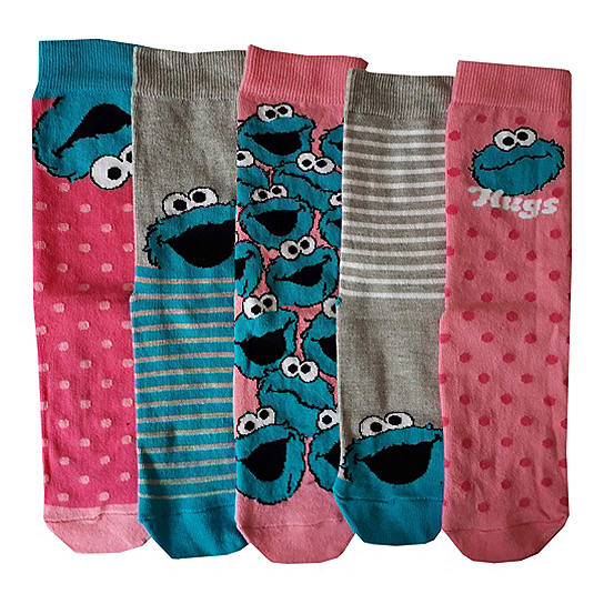  Ladies Pack Of 5 Cookie Monster Comfort Socks