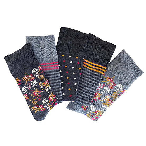  Ladies Pack Of 5 Socks In A Pink Floral Gift Box