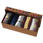  Ladies Pack Of 5 Socks In An Ochre Floral Gift Box