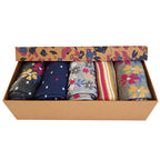 Ladies Pack Of 5 Socks In An Ochre Floral Gift Box