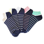  Ladies Pack Of 5 Striped Trainer Socks