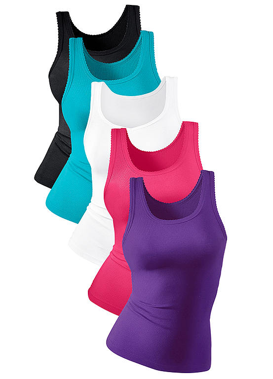  Petite Fleur Pack Of 5 Fine Rib Vests