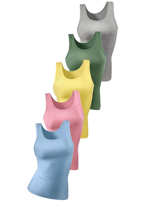  Petite Fleur Pack Of 5 Fine Rib Vests