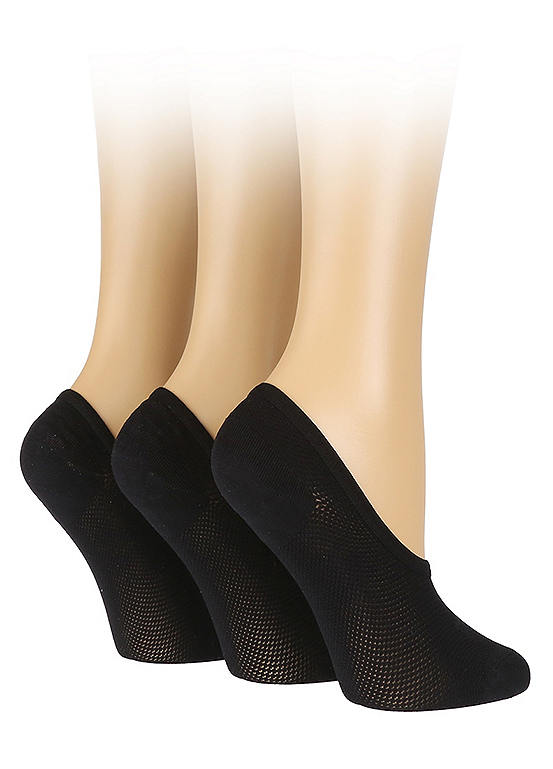  Pringle Ladies Pack Of 3 Black Sports Invisible Trainer Socks