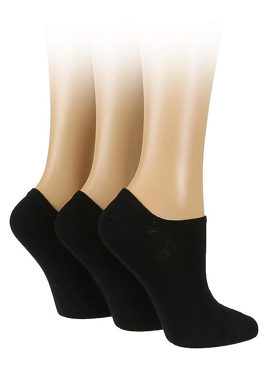  Pringle Ladies Pack Of 3 Black Trainer Socks