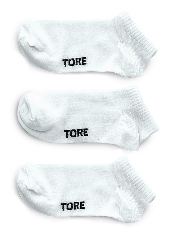  TORE Ladies Pack Of 3 White 100% Recycled Half Cushioned Trainer Socks