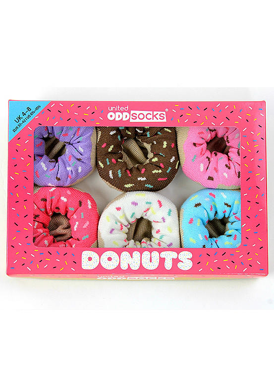  United Oddsocks Donut Selection Box - 6 Delicious Odd Socks To Mix And Mismatch