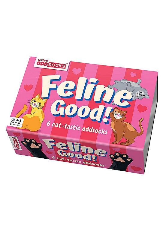  United Oddsocks Ladies Pack Of 6 Feline Good Cat-Tastic Odd Socks