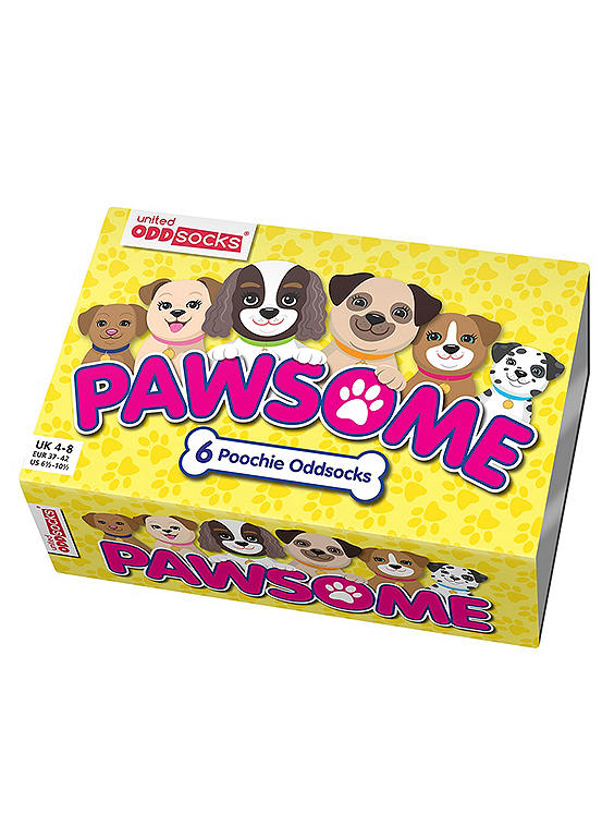  United Oddsocks Pawsome Box - 6 Poochie Odd Socks To Mix And Mismatch