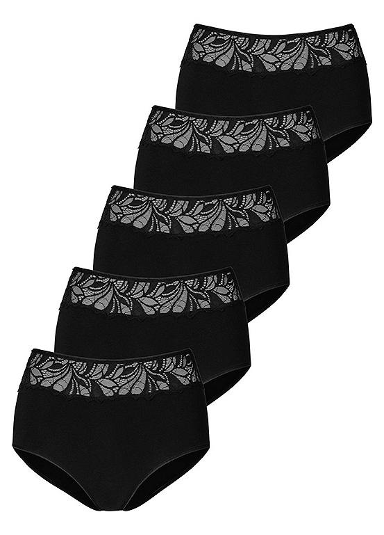  Vivance Pack Of 5 Floral Lace High-Waisted Briefs