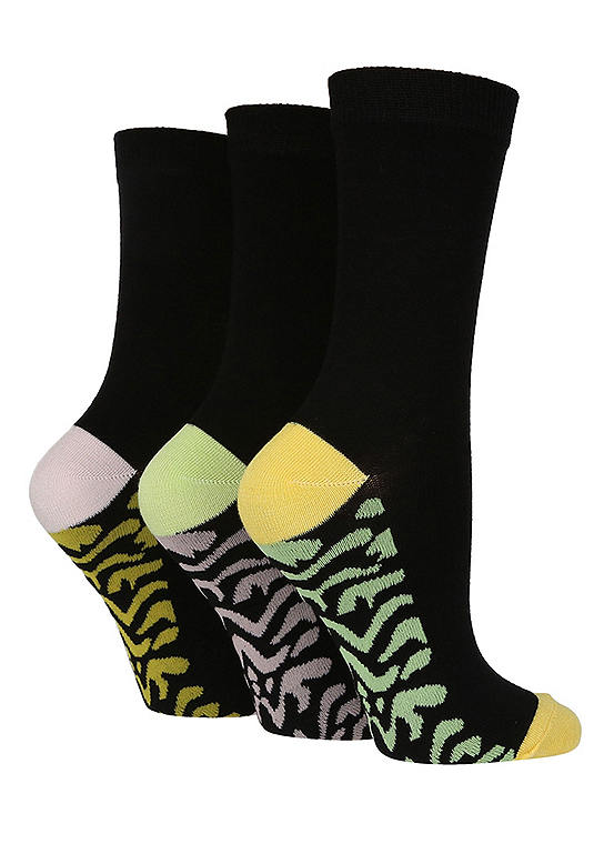  Wild Feet Ladies Pack Of 3 Animal Print Socks