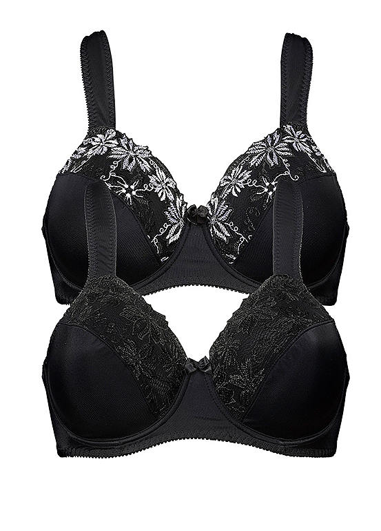  Bonprix Pack Of 2 Embroidered Bras