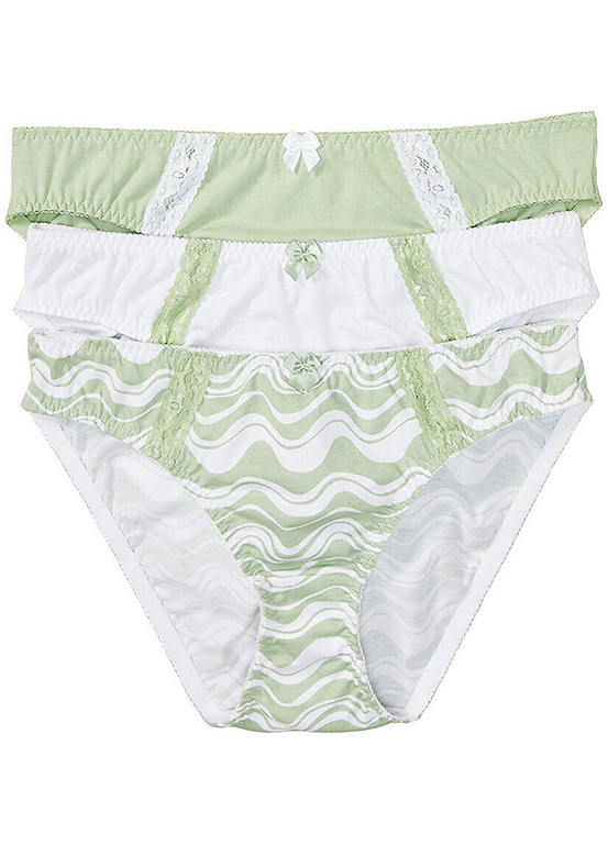  Bonprix Pack Of 3 Lace Trim Organic Cotton Briefs