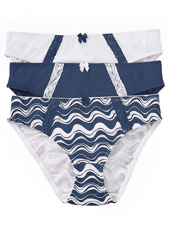  Bonprix Pack Of 3 Lace Trim Organic Cotton Briefs