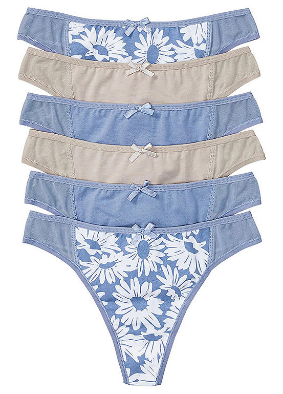  Bonprix Pack Of 6 Cotton Thongs