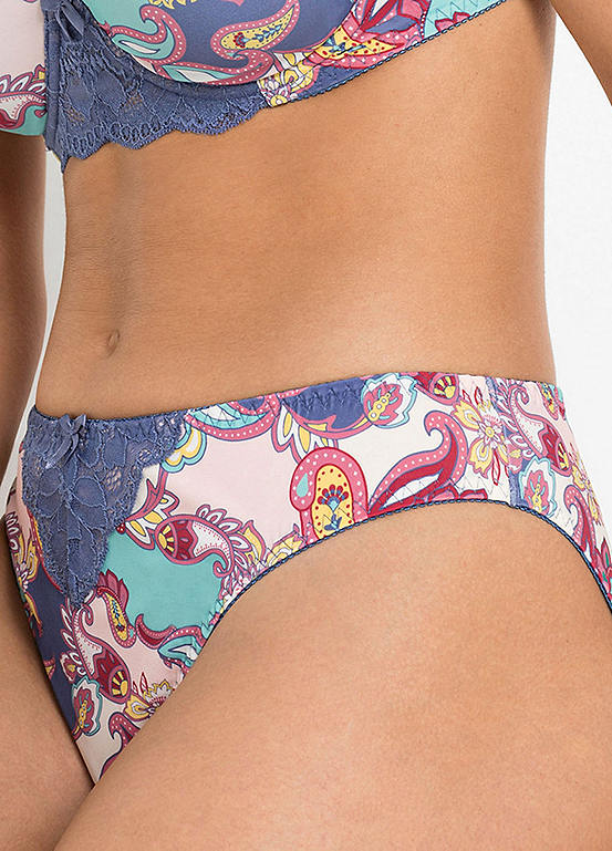  Bonprix Paisley Print Lace Trim Briefs