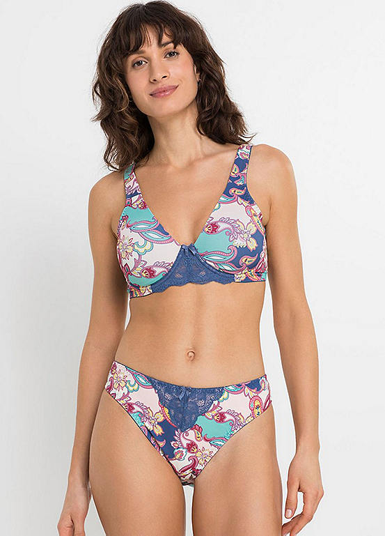  Bonprix Paisley Print Lace Trim Briefs